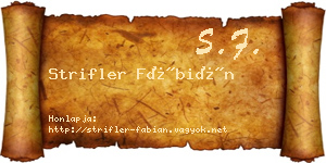 Strifler Fábián névjegykártya